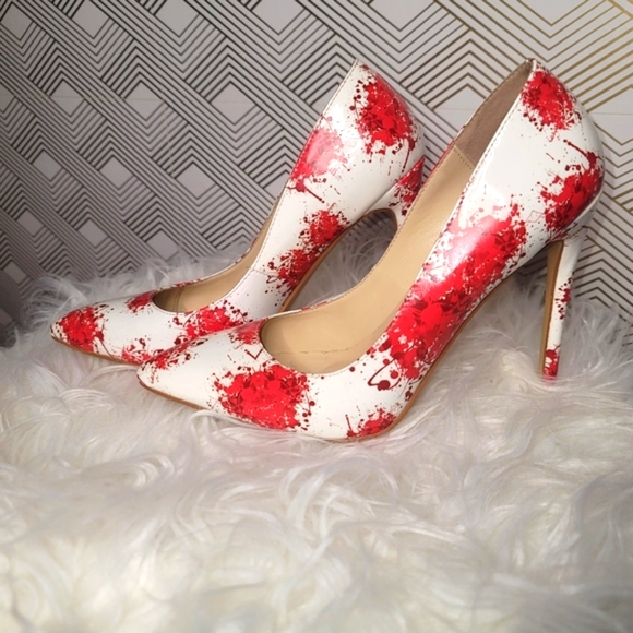 White heels red splatter print - Picture 6 of 7
